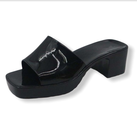 Black Jelly Block Heels - Picture 8 of 14